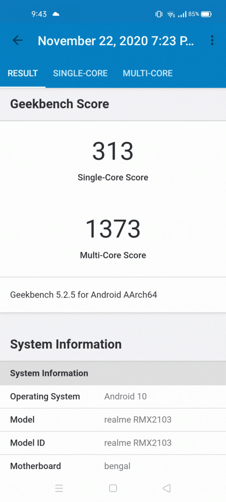 Realme 7i Geekbench