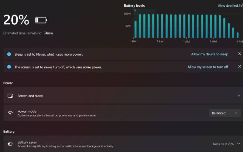 power consumption display on windows 11