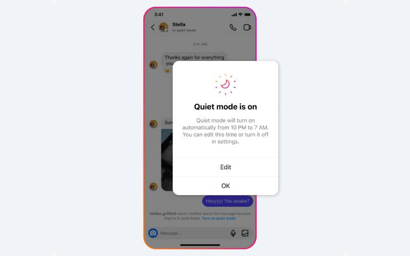 Instagram quiet mode feature
