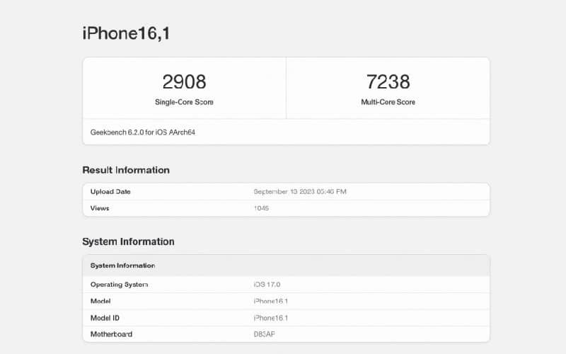 A17 Pro performance cores clocked at 3.78GHz