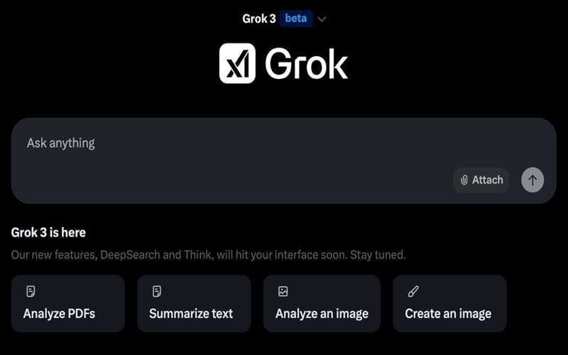 Grok 3 Ai model UI